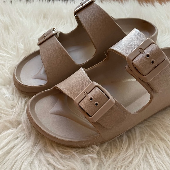 Dark Taupe Lightweight Footbed Sandals - Picture 2 of 14